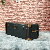 HJ HOME Table basse industrielle vintage en cuir de l'aviation américaine