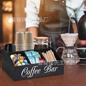 Coffee Bar Wooden Storage <b>Box</b> 6 Compartment With Drawer For Coffee Pods <b>Tea</b> Bags Countertop Organizer - Product Image 3