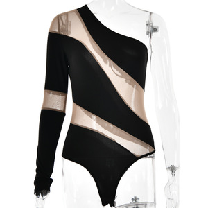 JULISSA MO Women's High Stretch Long Sleeve Bodysuit Full Sleeve Medium Thickness Patchwork Design Fashion Shaping Wear - Product Image 5