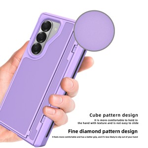 เคสโทรศัพท์ Samsung Z Fold 6 รุ่นใหม่ พร้อมช่องใส่ปากกาแม่เหล็กแบบติดด้านข้างและขาตั้ง เหมาะสำหรับการนำเข้าข้ามพรมแดน ผลิตจากวัสดุ PC แข็ง - Product Image 4
