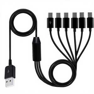 Cable Adaptador <span class=keywords><strong>USB</strong></span> Tipo-C Macho a <span class=keywords><strong>6</strong></span> <span class=keywords><strong>Micro</strong></span> <span class=keywords><strong>USB</strong></span> de 5 Pines Macho, Divisor en Y, Sincronización de Datos y Carga, con Blindaje Trenzado, para Teléfono Móvil - Product Image 4