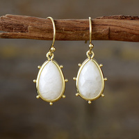 Boucles d'oreilles élégantes en or K et en turquoise africaine pour hommes et femmes véritables pierres Couples bijoux conception goutte d'eau