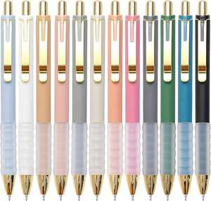 Stylos à bille noirs à pointe moyenne 1 mm avec grip super doux, stylo à bille rétractable pour hommes et femmes - Product Image 1