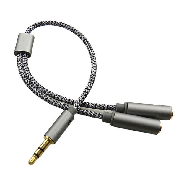 3.5mm Audio Splitter Y Jack 1 Male to 2 Female M/F Stereo Earphone Connector Adapter with PVC Jacket for Speakers & Microphone