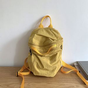 Sac à dos coréen léger en nylon, avec ruban jaune, bandoulière, pour femme, grande capacité, sac d'école tendance pour étudiante - Product Image 3