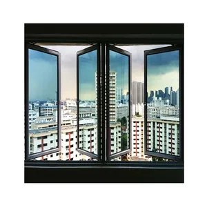 Aluminium Door And Windows Black Color Finish hurricane impact window Aluminium Casement Window For Home Design