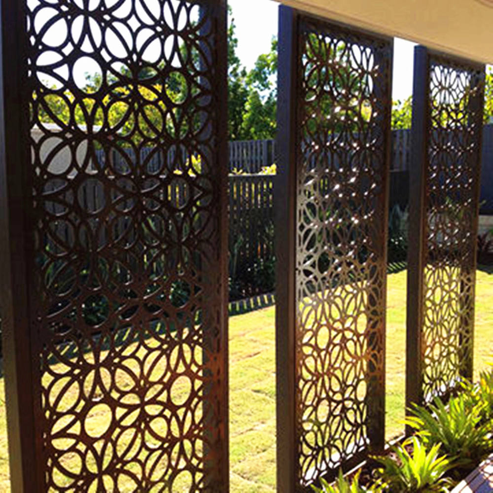 Laser Cut Decorative Outdoor Garden Privacy Art Metal Screens Panels Corten Steel Garden Screen