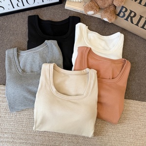 <span class=keywords><strong>Maglietta</strong></span> da donna a maniche lunghe con reggiseno integrato, primavera/autunno 2026, con imbottitura sul petto, tinta unita, top base per ragazza alla moda - Product Image 3