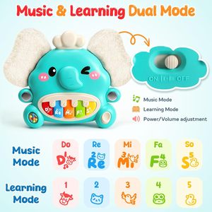 Jouet musical <span class=keywords><strong>pour</strong></span> tout-petits EPT Elephant Piano, clavier interactif <span class=keywords><strong>pour</strong></span> <span class=keywords><strong>les</strong></span> enfants de 1 à 3 ans, apprentissage précoce, cadeau éducatif avec volume réglable - Product Image 3