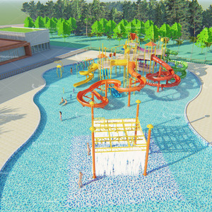 Nuevo Diseño <span class=keywords><strong>2022</strong></span>, Modelo 3D, Tobogán de Fibra de Vidrio para Parque Acuático Interior y Exterior de 4400 Metros Cuadrados, para Uso Familiar y Comercial - Product Image 4