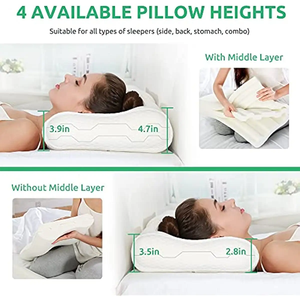 수면 용 조절 가능한 메모리 폼 베개 목 통증을위한 정형 윤곽 베개 - Product Image 3