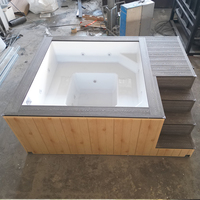 Piscine de luxe en conteneur avec foyer, équipement complet, piscine en fibre de verre clé en main