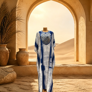 Robe d'été africaine Dashiki ample à motif géométrique avec strass, taille plus, en coton imprimé pour femme, style Boubou Femme, ODM&OEM Kanga Clothing - Product Image 2