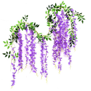 Guirlande de glycines artificielles Masayuki en soie violette pour mariage, décoration intérieure, accessoires de photographie en extérieur - Product Image 1