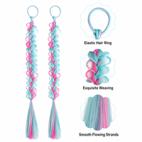 Élastique à cheveux tressé dégradé pour enfants, extension de queue de cheval synthétique tressée avec pompon pour coiffure de fête des filles