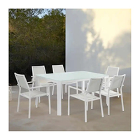 derne 7 pièces patio Restaurant salle à manger ensemble meubles extérieur 6 places jardin table en aluminium et chaises en vente