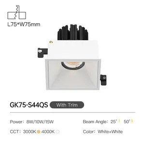 XRZLux lampu sorot LED persegi, 10W ETL COB langit-langit tersembunyi tahan air IP44 lampu pencahayaan dalam ruangan kamar mandi