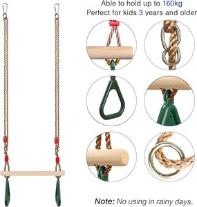 <span class=keywords><strong>Trapeze</strong></span> <span class=keywords><strong>en</strong></span> <span class=keywords><strong>bois</strong></span> pour enfants <span class=keywords><strong>avec</strong></span> <span class=keywords><strong>anneaux</strong></span> de gymnastique <span class=keywords><strong>en</strong></span> plastique, rotation à 360 degrés, design pliable pour aire de jeux intérieure/extérieure, balançoire 2 <span class=keywords><strong>en</strong></span> 1 - Product Image 4