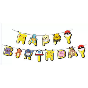 Décoration de fête sur le thème du Nouvel An Pikachu, bannière Poké<span class=keywords><strong>mon</strong></span>, pendentif, nappe, gobelet en papier, assiette à dîner pour Noël - Product Image 4