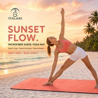 Tapete de Yoga Yugaland Digitalizado de Gamuza, Antidesgarros, con Base de Caucho Natural para Gimnasio Profesional