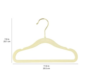 Duy nhất Tier Slim Rose Gold móc trẻ em móc nhựa với Non-Slip nhung đổ xô quần áo trẻ em móc cho tủ quần áo công cụ sử dụng - Product Image 2