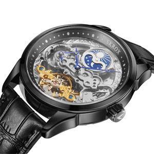 Forsining fábrica SKROX Reloj Mens Fase lunar Relojes mecánicos automáticos Reloj de pulsera esqueleto - Product Image 4
