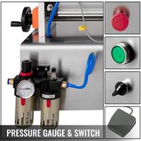 Machine de remplissage liquide pneumatique horizontale 10-300ML Machine de remplissage de pâte pneumatique à double usage avec trémie 30L