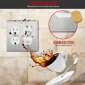 American 2 Gang GFCI Receptacle Socket Light Toggle Switch Decorator Flat Plate Metal Stainless Steel Wall Plate Cover