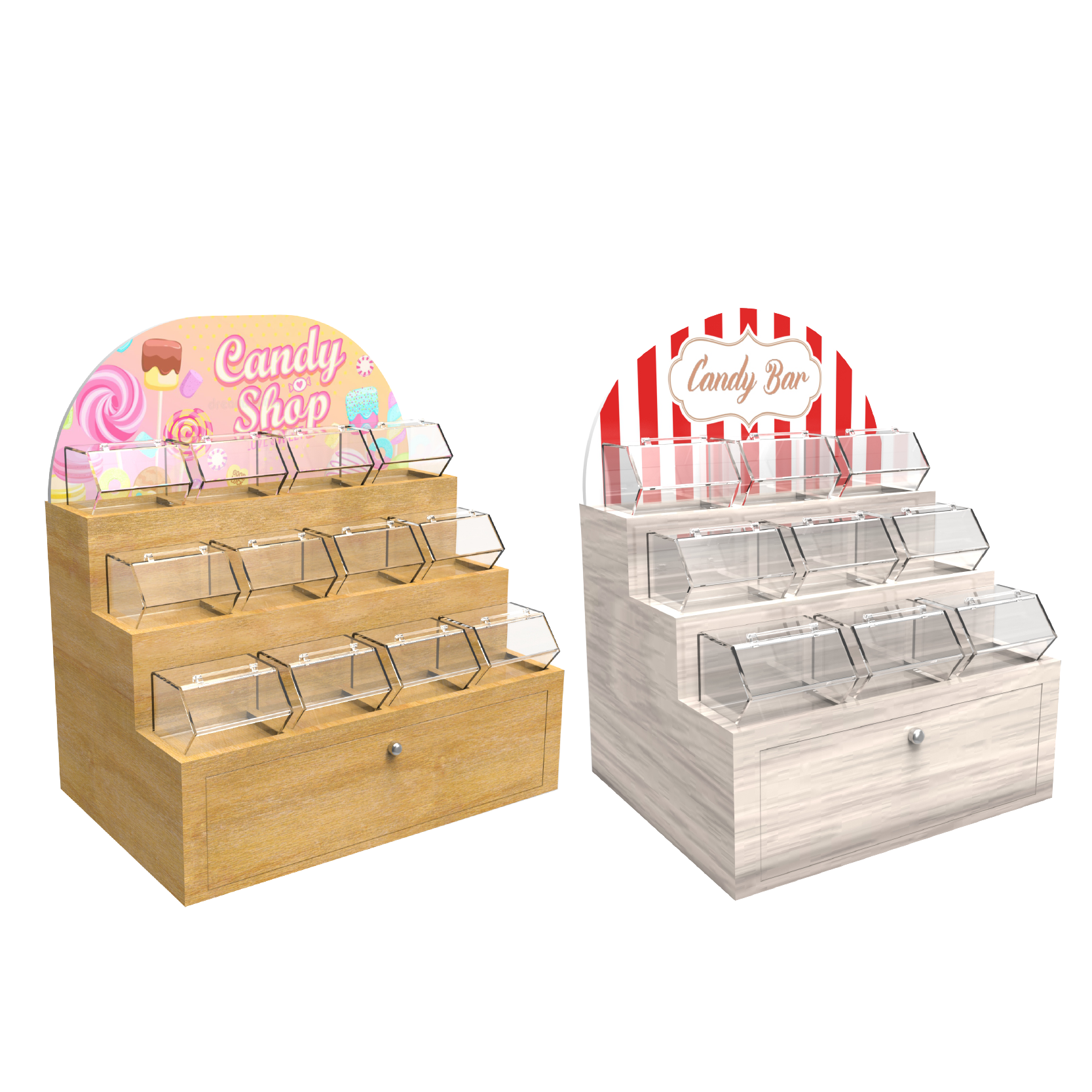 Modern Wooden Tabletop Candy Display Rack Newly Arrived Wooden Display Stand for Supermarket Store Ideas
