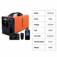 Chauffage de stationnement diesel tout-en-un 8KW 12V 24V avec réservoir de carburant intégré de 5L, application Bluetooth, pour camion, camping-car, fourgonnette