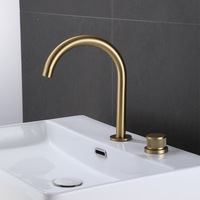 Robinet de lavabo moderne WEIHAO en chrome poli avec bec haut, poignée moletée séparée, montage sur plan à deux trous pour salle de bain