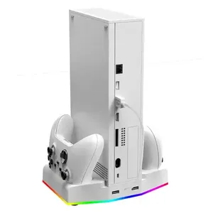 Avec éclairage RVB Station de charge verticale Stand Pour Xboxes <span class=keywords><strong>Série</strong></span> <span class=keywords><strong>S</strong></span> <span class=keywords><strong>Casque</strong></span> Crochet Ventilateur de refroidissement - Product Image 6