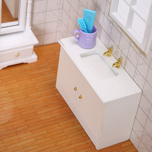1:12 escala DIY madera Micro-Food Play baño fregadero casa de muñecas modelo accesorios escena - Product Image 3