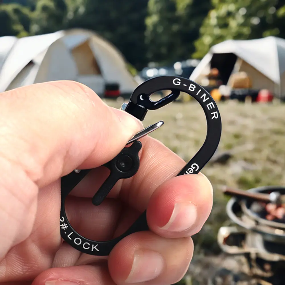 2# G-Biner Mini Slide Lock Aluminum Alloy Carabiner Hooks Keychain Clip Hook Outdoor Camping Gear Custom Print Logo