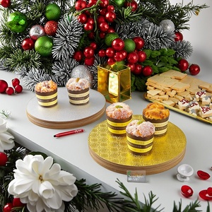Sunshie Custom Logo Christmas Cake Drum 3-6mm Thick MDF Board in Round or Square Embossed Printing for Christmas Cakes - Product Image 1