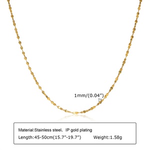 Fashion 316L Stainless Steel 18k PVD & Gold Plated Zircon Anniversary Women's Link <b>Necklace</b> <b>Chains</b> - Product Image 5