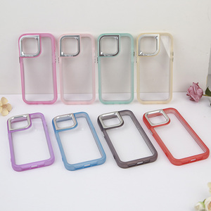 Claro colorido 3 <span class=keywords><strong>en</strong></span> 1 caja del teléfono móvil para iPhone 15 14 13 Fundas Al Por Mayor con TPU + PC + acrílico Simple diseñador contraportada - Product Image 1