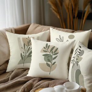 Set di 4 Copricuscini Moderni da Esterno in Stile Boho Astratto, 20x20 Pollici, in Misto Lino, Cuscini Decorativi Comodi per Sedute - Product Image 3