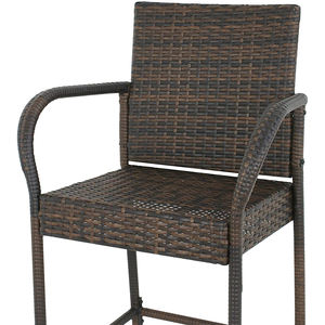 Silla Alta de Mimbre Marrón Resistente con Brazos y Respaldo, Silla de Patio para Exteriores, para Jardín, Terraza y Relajación - Product Image 3