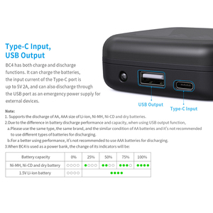 Cargador de Baterías Portátil XTAR OEM de 1.5v de Iones de Litio y 1.2v de <span class=keywords><strong>Ni</strong></span>-MH AA AAA, Cargador de Emergencia BC4 con Batería Extraíble - Product Image 4