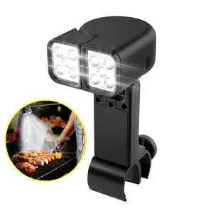 Battery Powered LED Grill Handle Light for Outdoor BBQ at Night,Adjustable Dual Head Super Bright LED Grill Accessories BBQ Gift