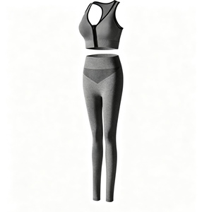 Offre Spéciale – Ensemble de Yoga Deux Pièces Sans Manches et Sans Coutures pour <span class=keywords><strong>Femme</strong></span> : Crop Top et Legging Taille Haute Respirant pour <span class=keywords><strong>Fitness</strong></span> et Gym - Product Image 1