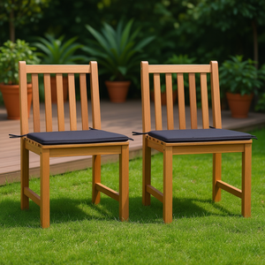 Set di 2 Sedie da Giardino in Legno di Teak Massiccio, Design Standard in Tono Caldo, Arredamento da Esterno - Product Image 2