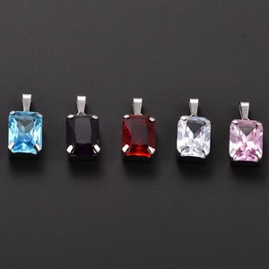 Pendentif en pierre naturelle colorée en acier inoxydable avec zircon clair, breloques pour collier DIY, fabrication de bijoux romantiques pour mariage - Product Image 4