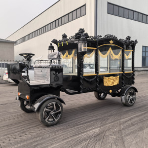Modern Design Black Horse Drawn Hearse /Electric Black Horse Drawn Casket Chariot / Funeral Carriage Manufacturers - Product Image 1