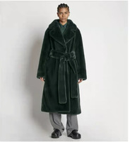 Manteau long et chaud de luxe noir en fausse fourrure pour femme, coupe ajustée, élégant, en tissu tissé, pour l'hiver