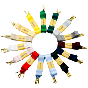 WEGOODZF定制平缎带<span class=keywords><strong>2.2</strong></span>厘米宽彩色丝绸鞋带金色尖头聚酯鞋带女式运动鞋 - Product Image 1