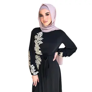 wholesale black kaftan dubai ramadan eid mubarak kaftan slim and long abaya dubai islamic clothing muslim dresses for women