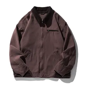 Nueva chaqueta de Detroit DE TRABAJO vintage de otoño para hombre lavada en un viejo abrigo de solapa de pana holgado