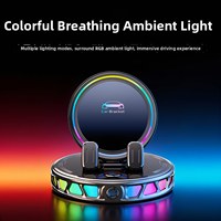 Chargeur de voiture sans fil 15W |   Système de serrage automatique à capteur électrique |   Lumière ambiante RVB 7 couleurs |   CK19 360 °   Support de tableau de bord rotatif